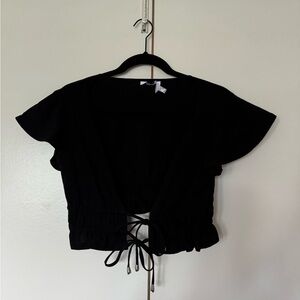 Ruffle Tie Front Crop Top